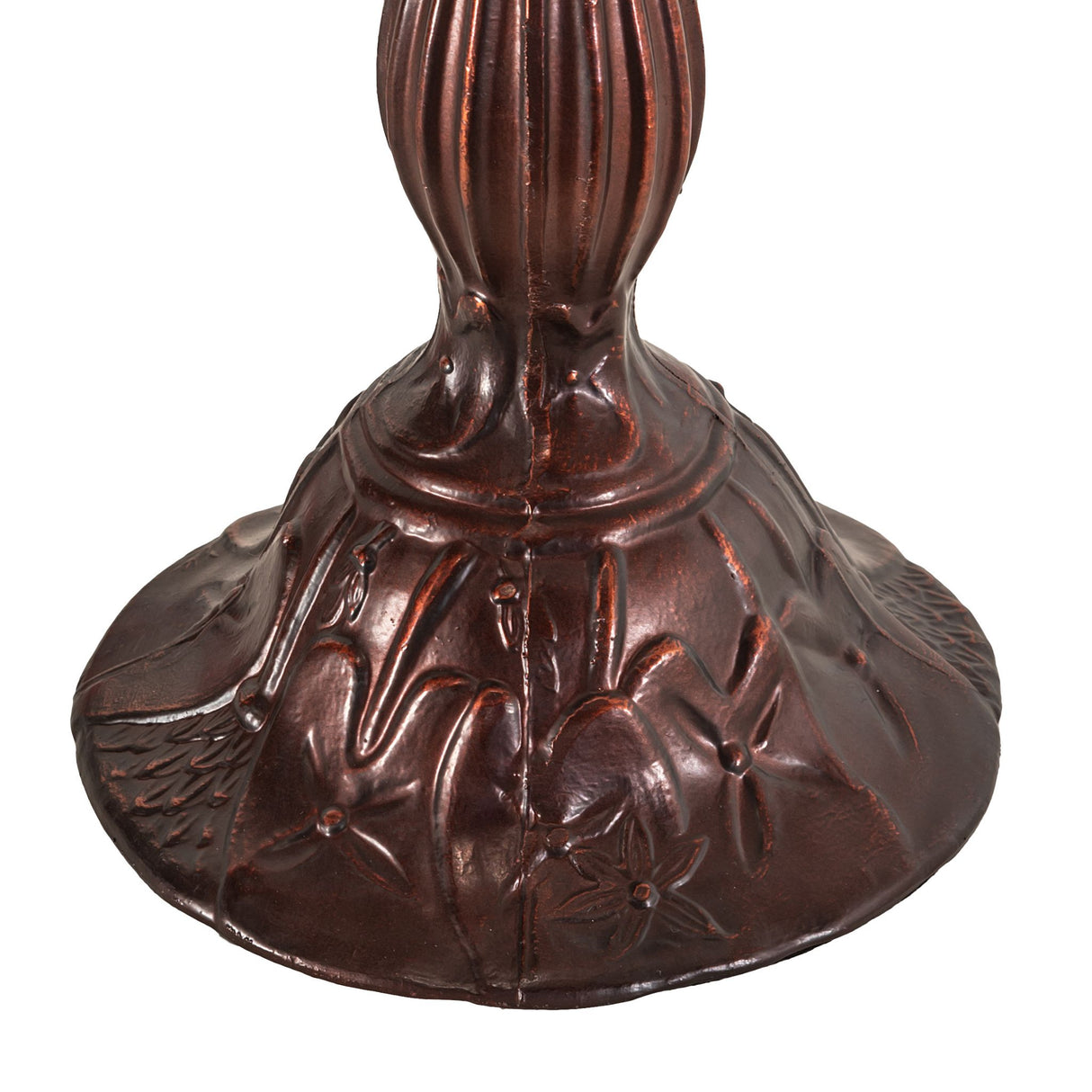 Detailed view of a decorative table lamp's base, highlighting the craftsmanship and aesthetic appeal.