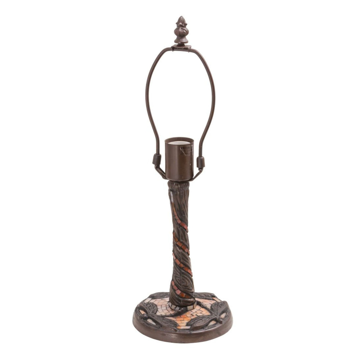 Twisted fly table lamp base with intricate design and mosaic accents.