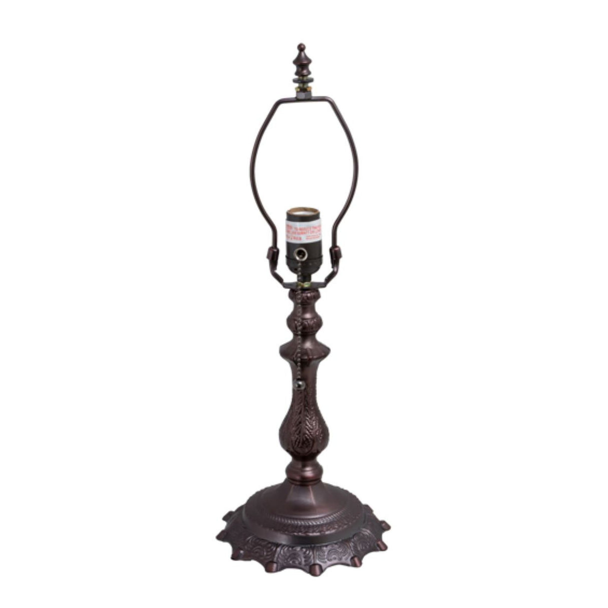 Antique-style table lamp base without shade, with intricate designs.