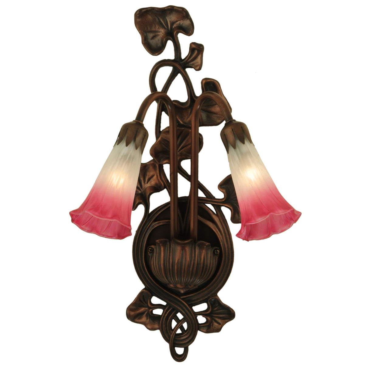 Artistic shot highlighting the pink and white glass shades.