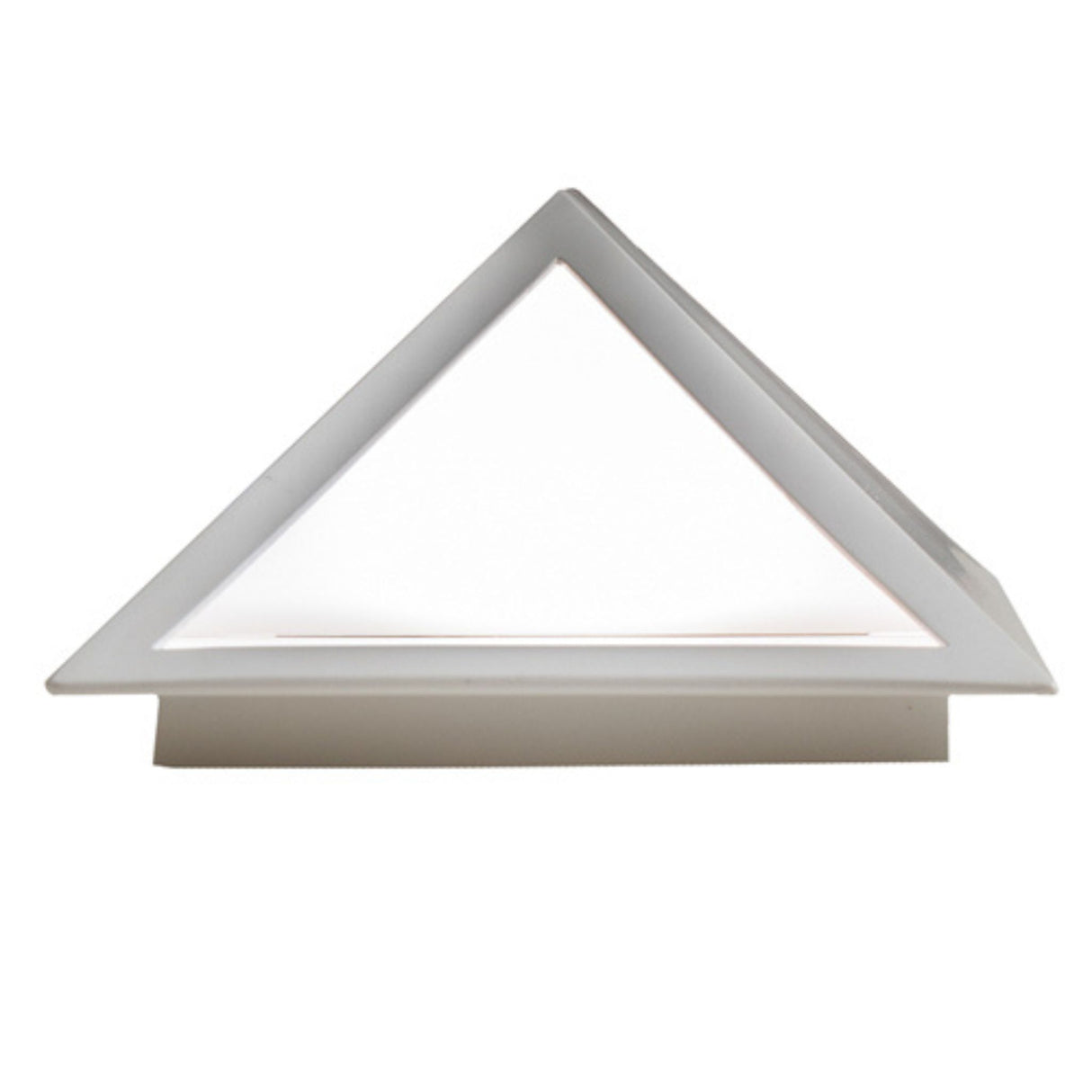 Bottom view of the Cillian wall sconce showcasing its triangular light opening.