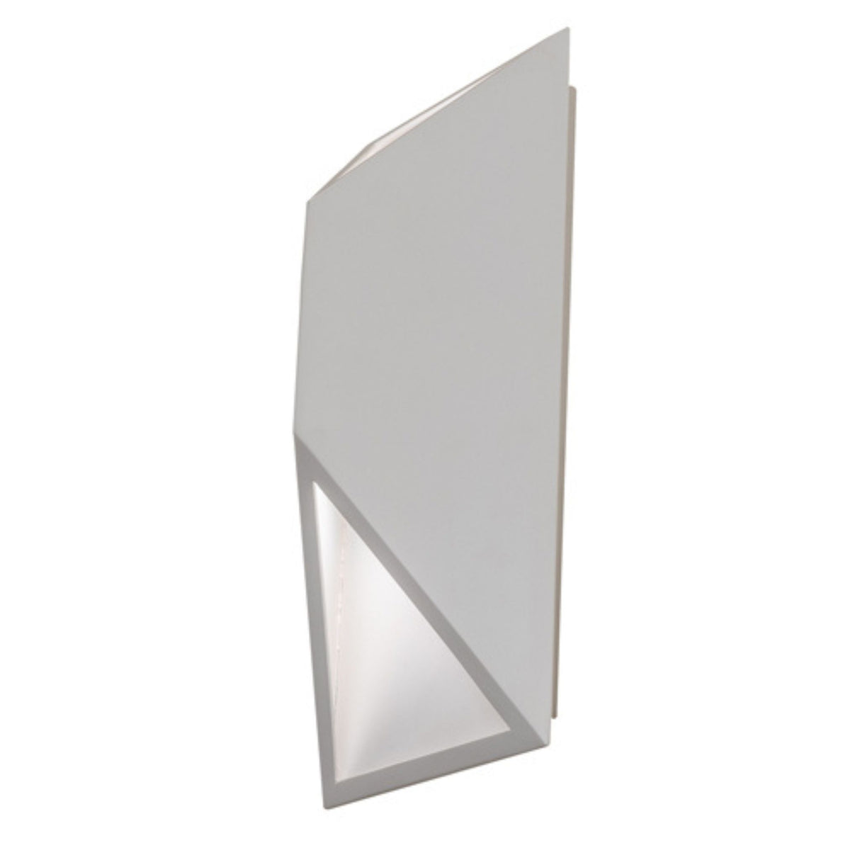 Angled side view of the 12-inch wide Cillian wall sconce with a modern triangular cutout design.