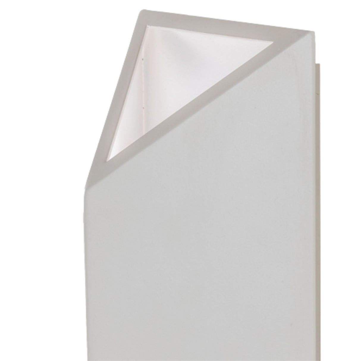 Close-up of the upper edge of the Cillian wall sconce with a triangular light opening.