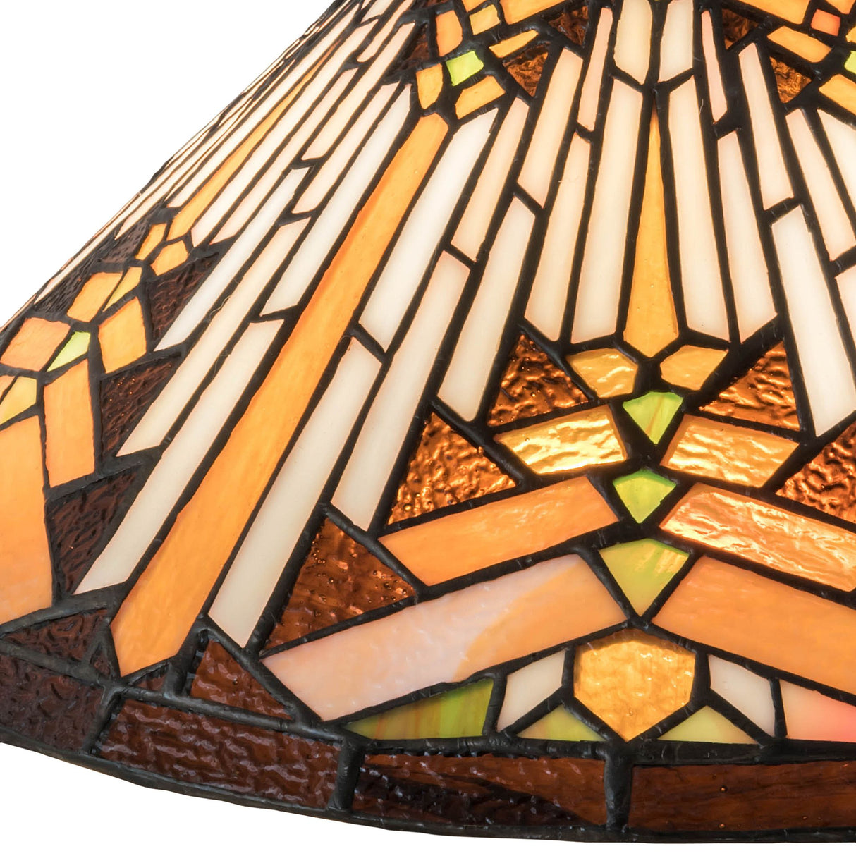 Side close-up of stained glass Nuevo II lamp shade.