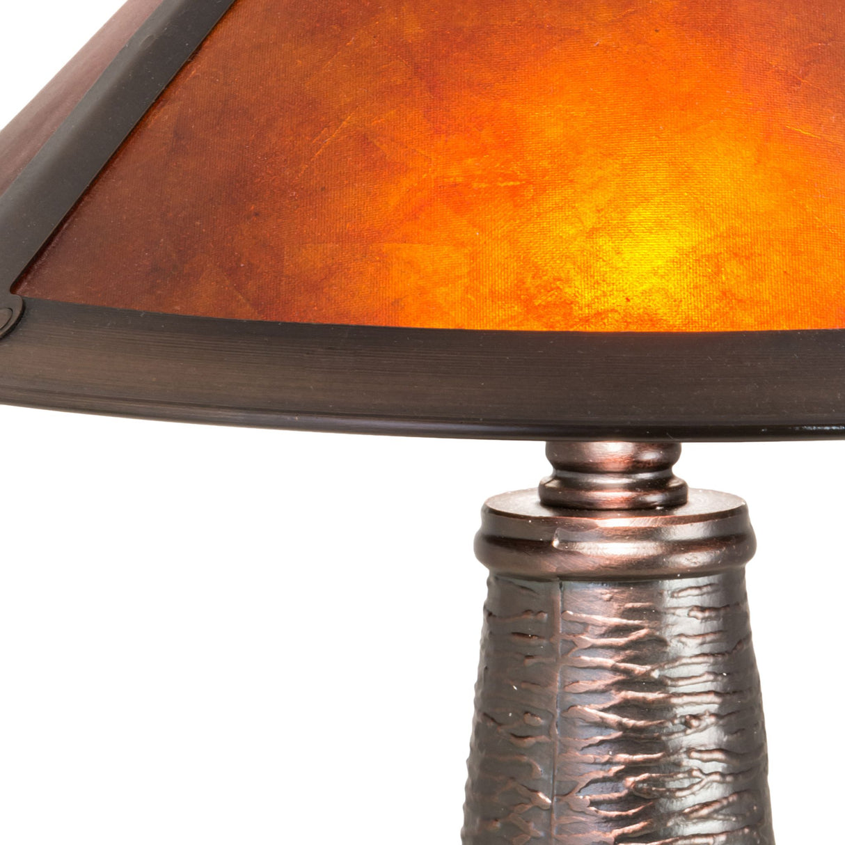 Close-up view of the amber mica panels on the 14" High Sutter Accent Lamp.