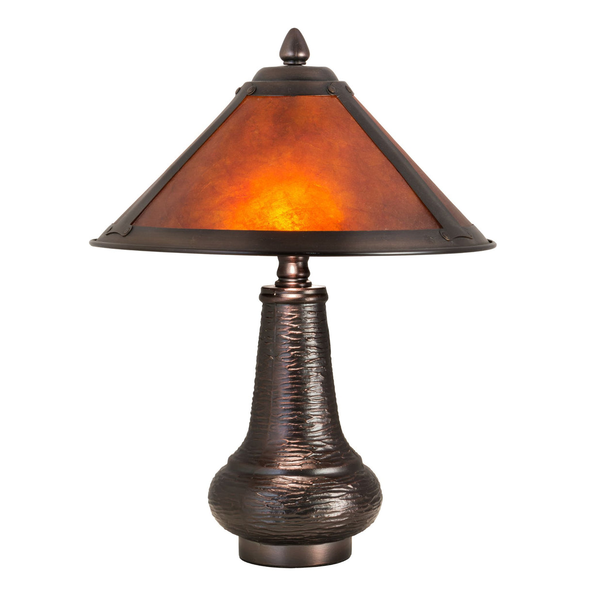 Side view of the 14" High Sutter Accent Lamp showing its textured bronze base.