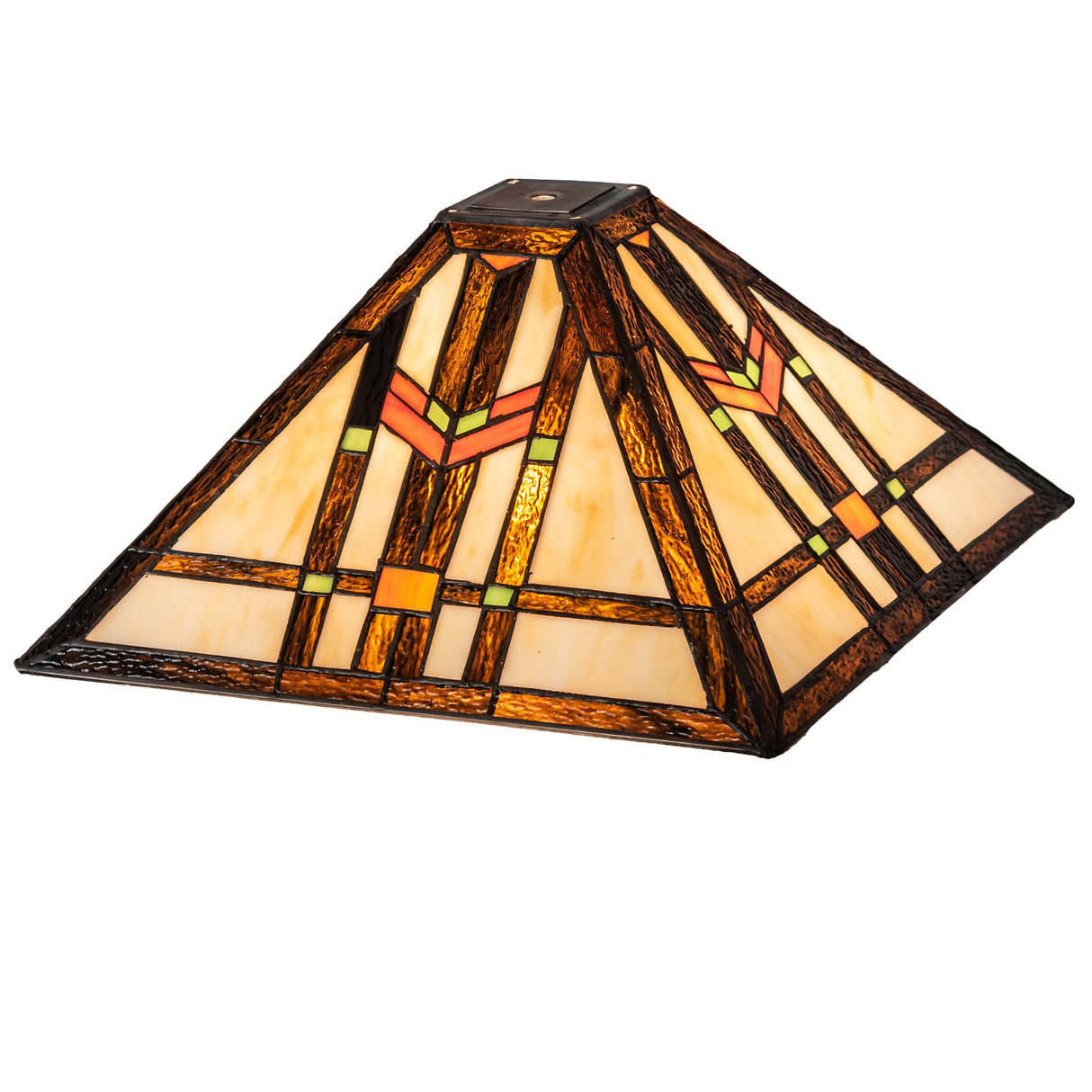 Detailed view of a 14" Square Prairie Wheat Shade with geometric patterns.