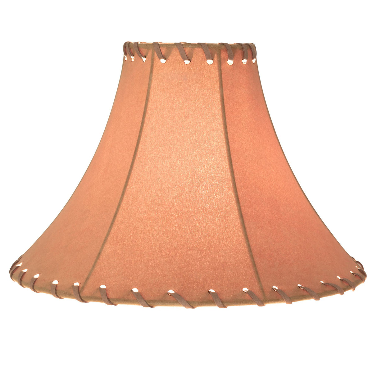 Front view of faux leather tan hexagon shade.