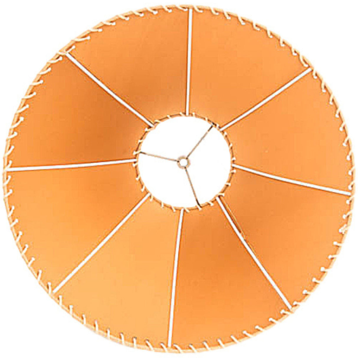Underside of faux leather tan hexagon shade.