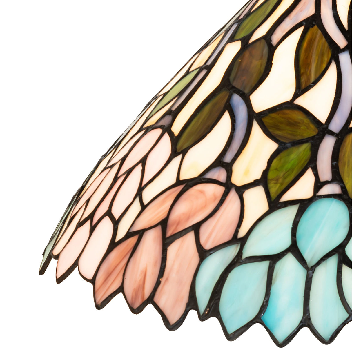 Close-up of the Wisteria shade showcasing detailed glasswork.