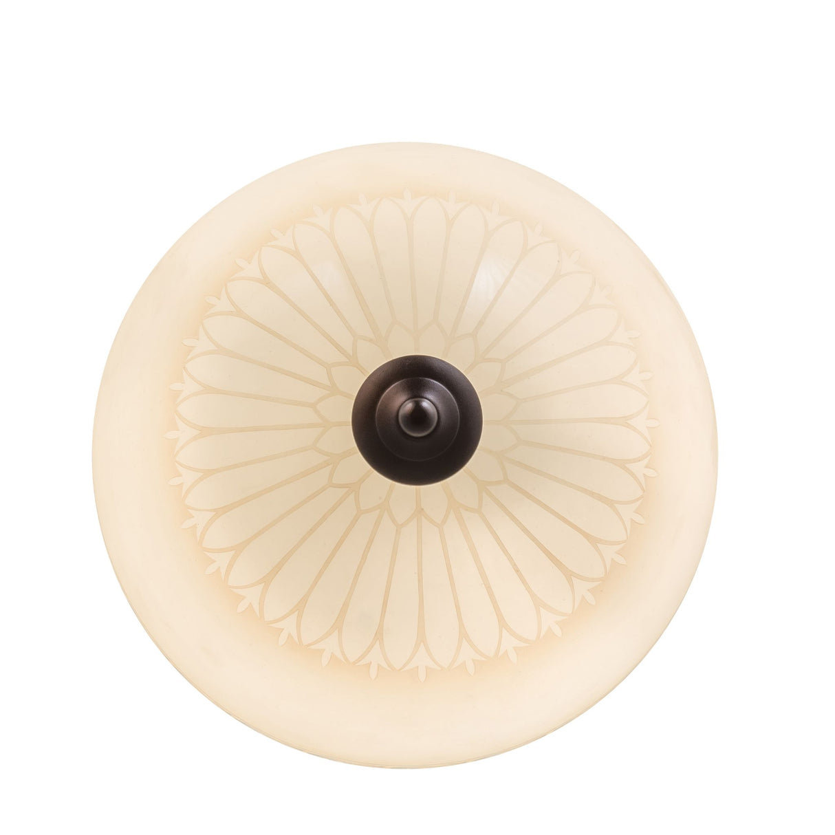 Bottom view of Ovum Aquinum flushmount showing intricate base.