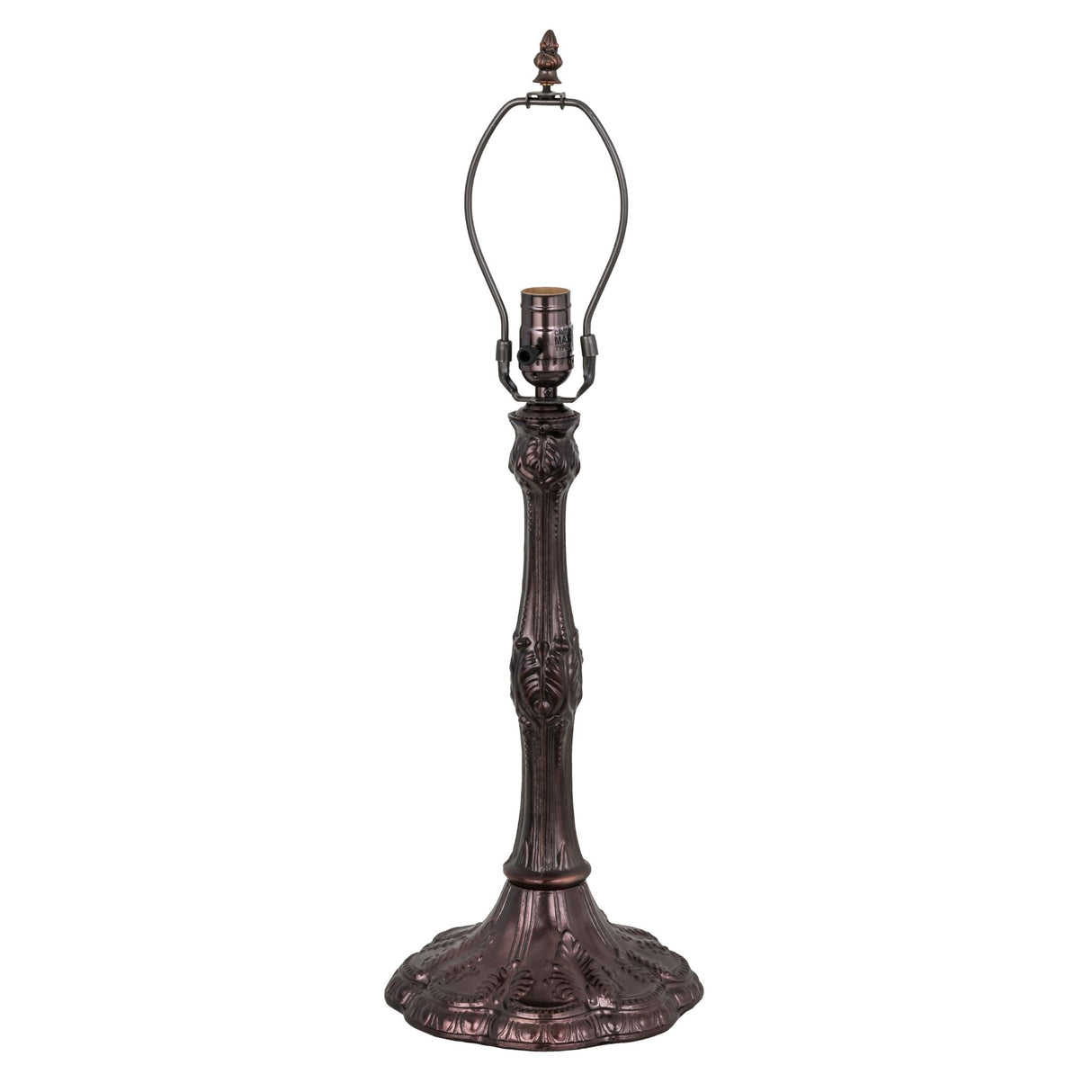 16"H Capri table lamp with an intricate metal base design.