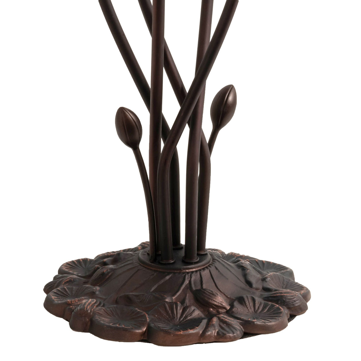 Bronze sculpture of a lily 5 light table base with rising stylized stems.