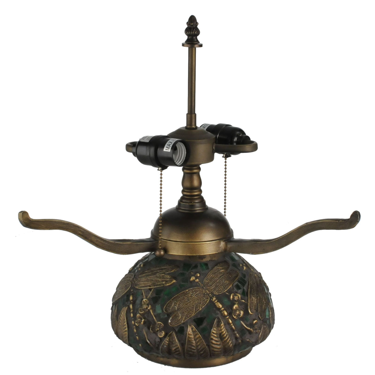 Back view of Mosaic Dragonfly table base with decorative elements.