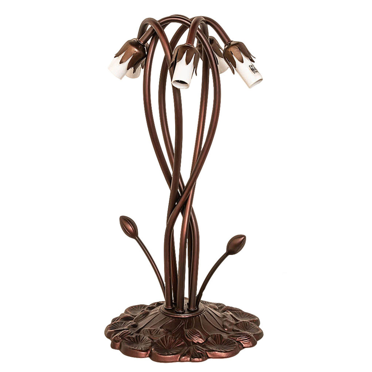 Bare lamp frame of the lavender Tiffany pond lily lamp without shades.
