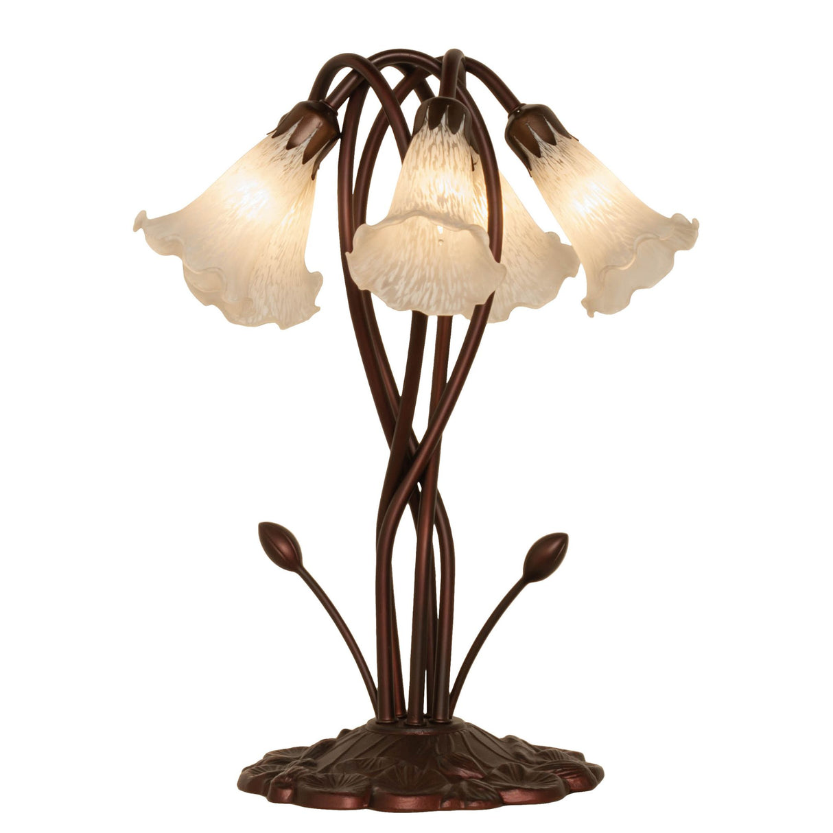 White Tiffany Pond Lily 5 LT Accent Lamp 17" High - Back View.