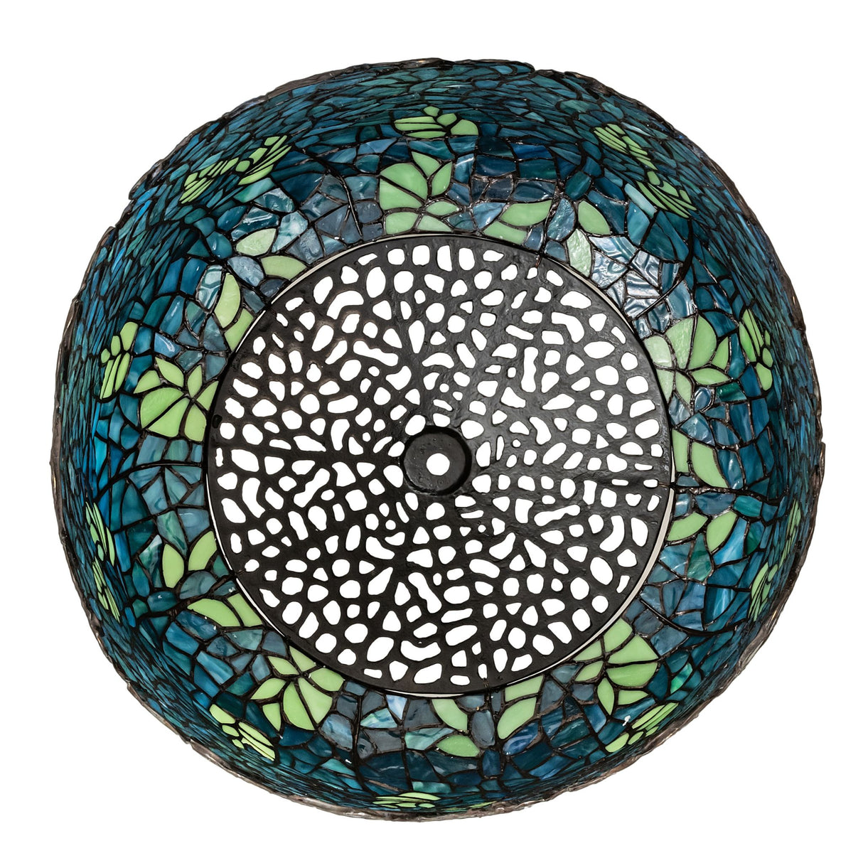 Top view of the 18-inch Tiffany Wisteria Shade with intricate details.