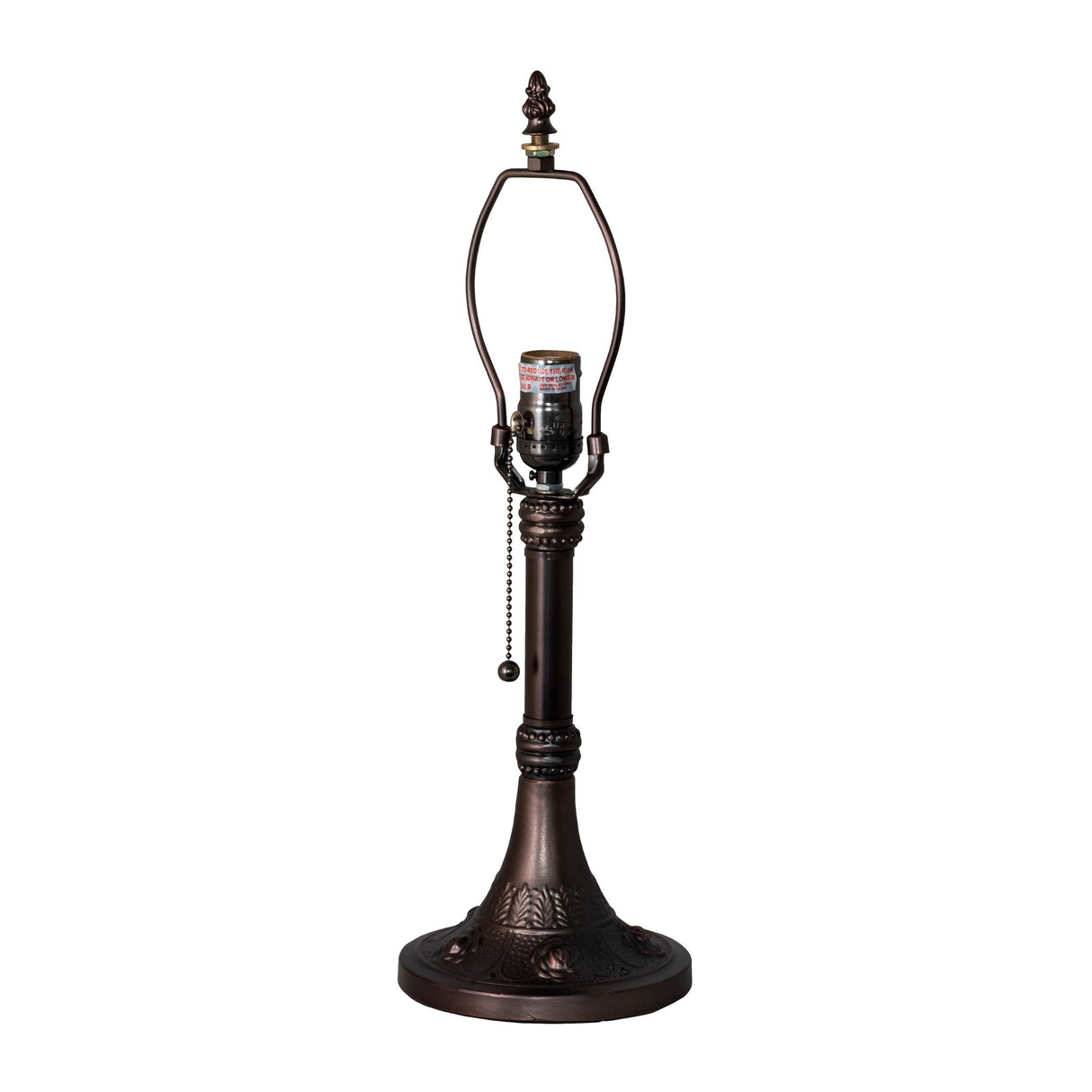 Lamp stand without shade displaying the structure and bronze hardware.