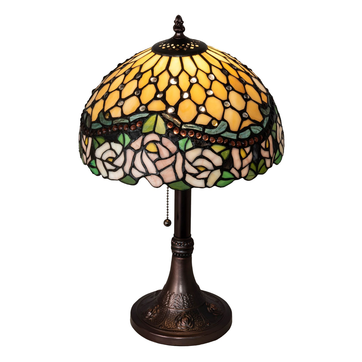 Top Angle view of Jeweled Rose Table Lamp.