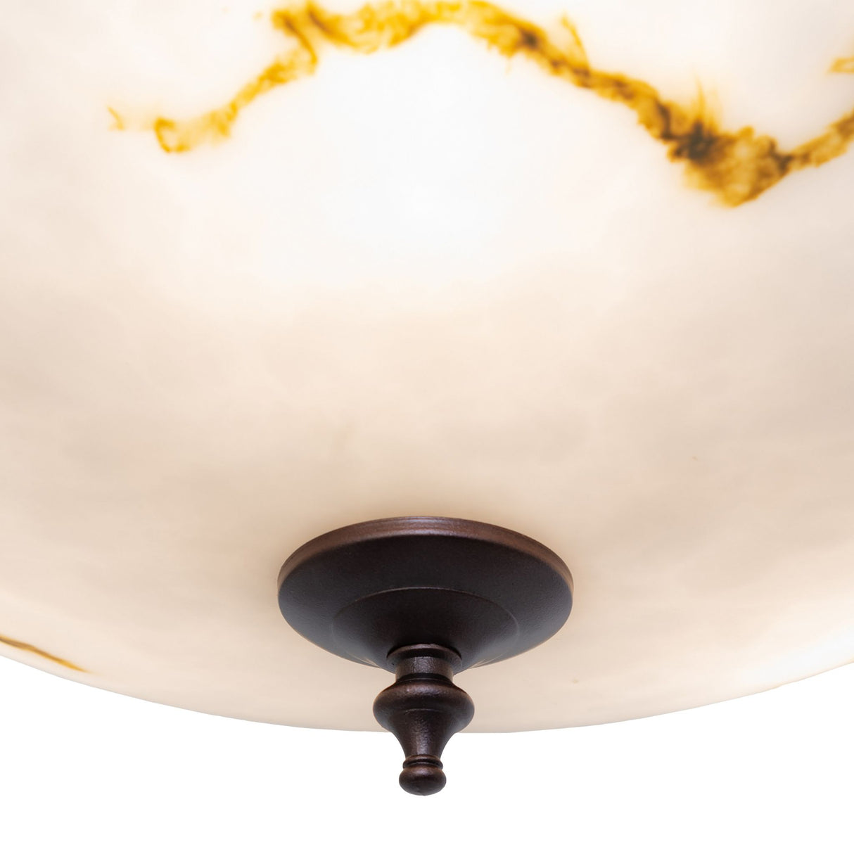 closeup of marble detail on corinth semi-flushmount fixture.