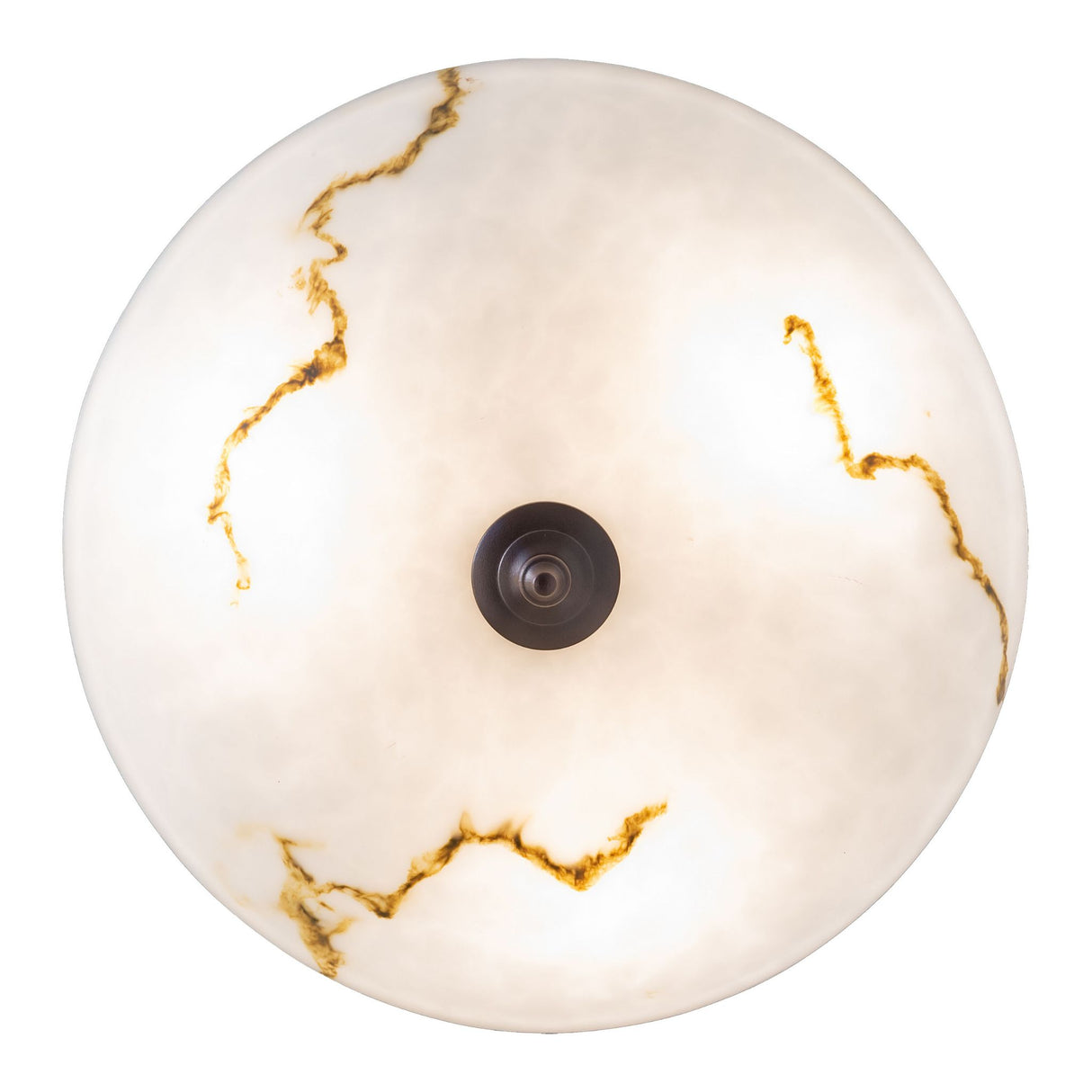 top view of 20-inch wide semi-flushmount with marble finish.