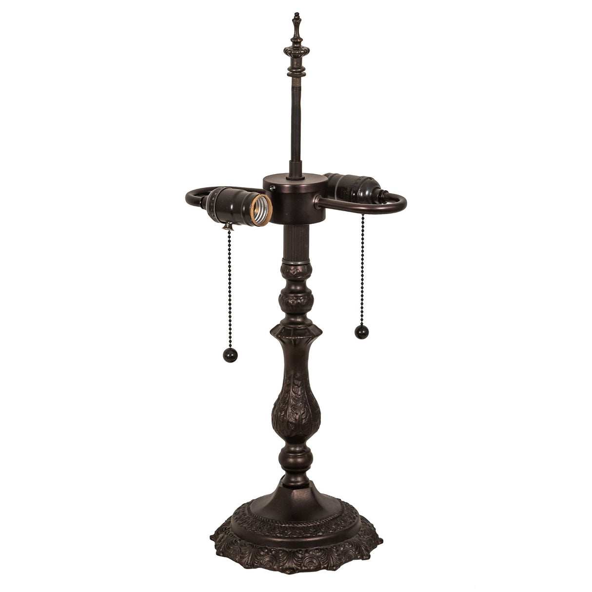 A 21" high classic black and white lamp featuring a sleek metal base, perfect for any elegant table setting.