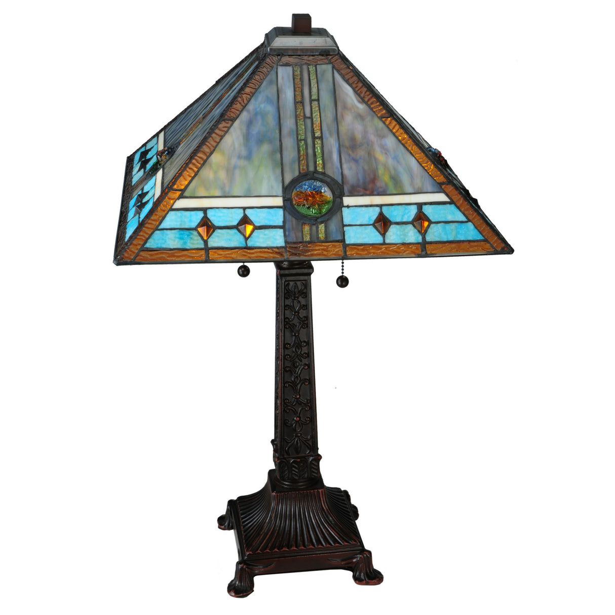 Straight angle of Mission Rose table lamp highlighting its elegant design.