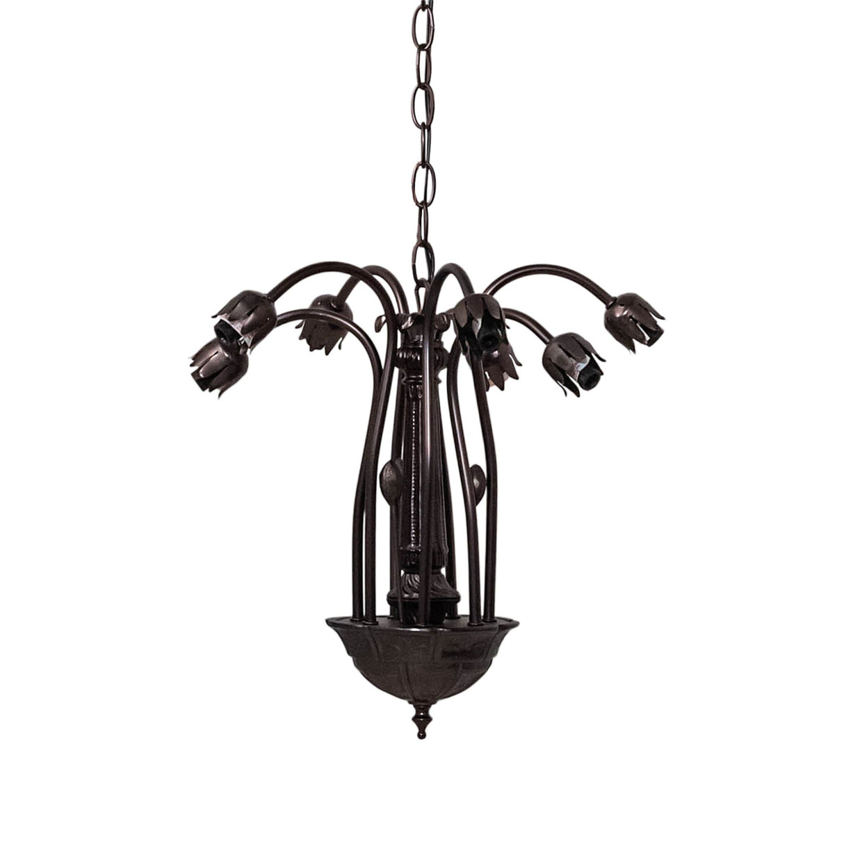 26-inch wide Pond Lily chandelier without stained glass shades attached.