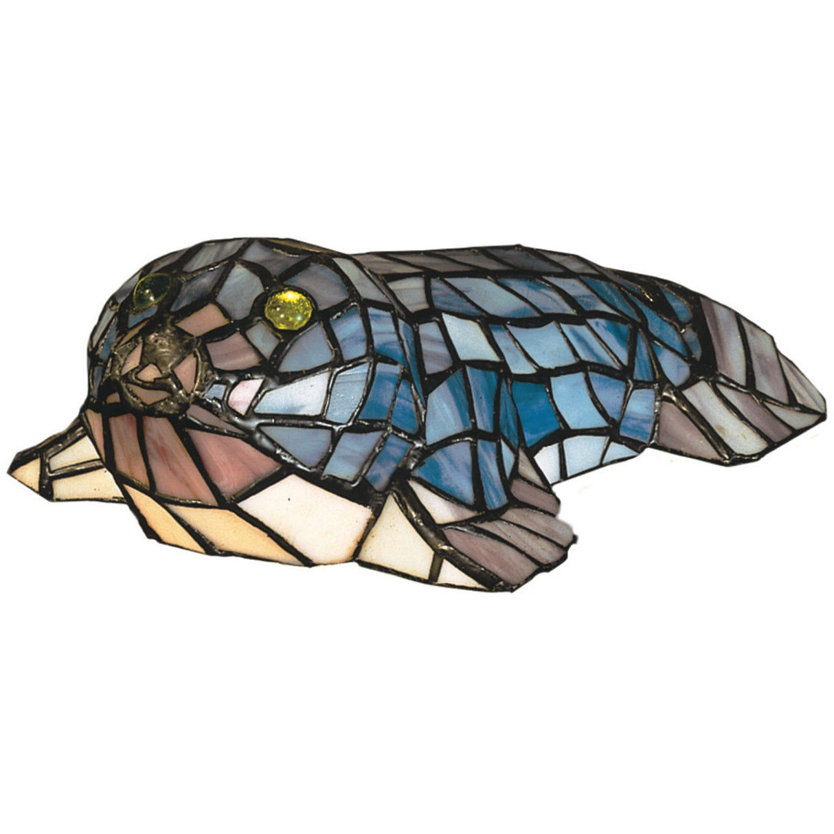 A 3.5"H Tiffany Seal Accent Lamp featuring a stained glass design.