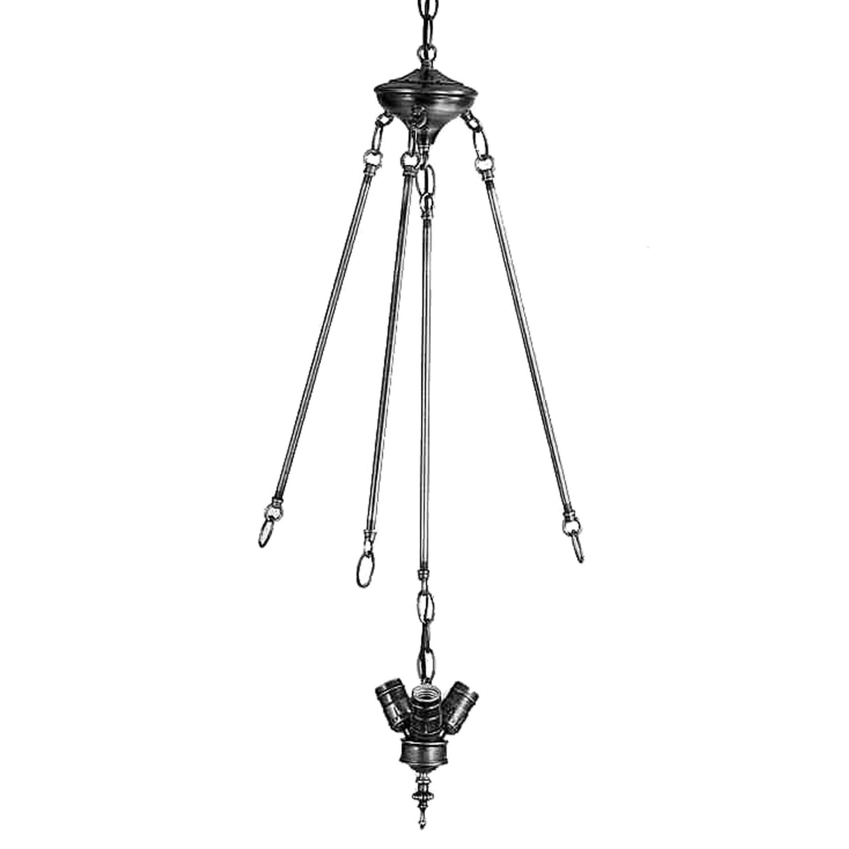 3-light cluster inverted chandelier showcasing its balanced and elegant design.