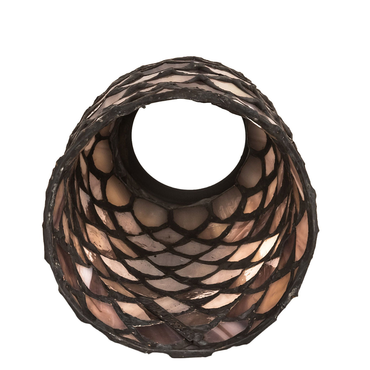 bottom view of elegant tiffany fishscale fan light shade.