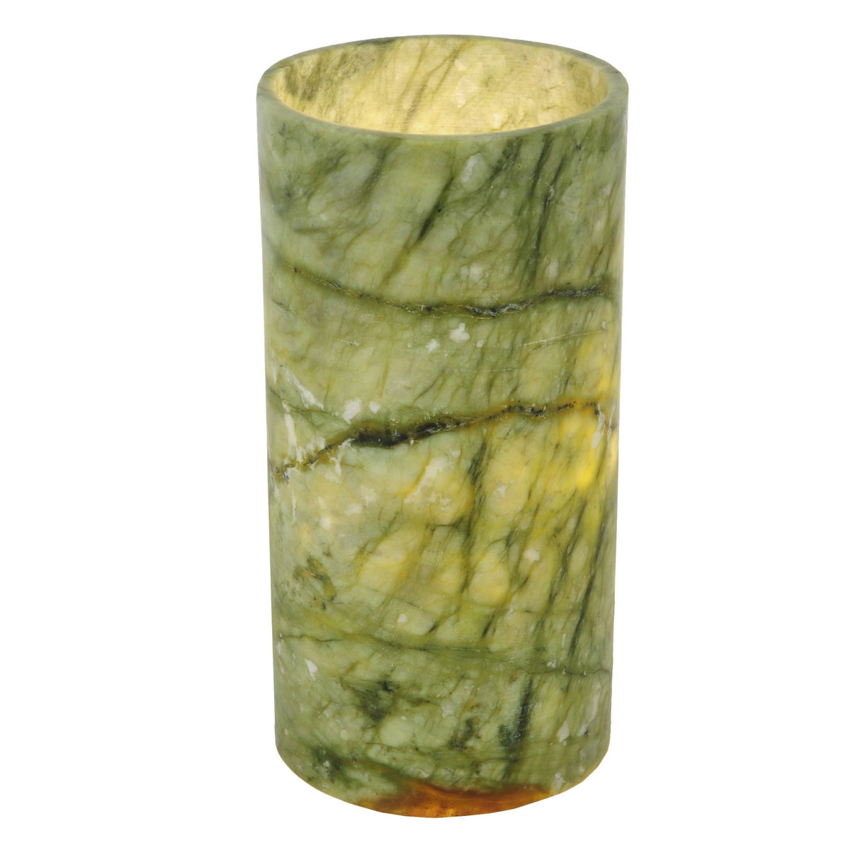 Green jadestone lamp shade with vibrant translucent effect.
