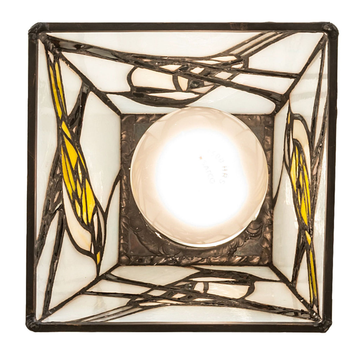 Bottom view of 5" Square Backyard Friends Mini Pendant showing light detail.