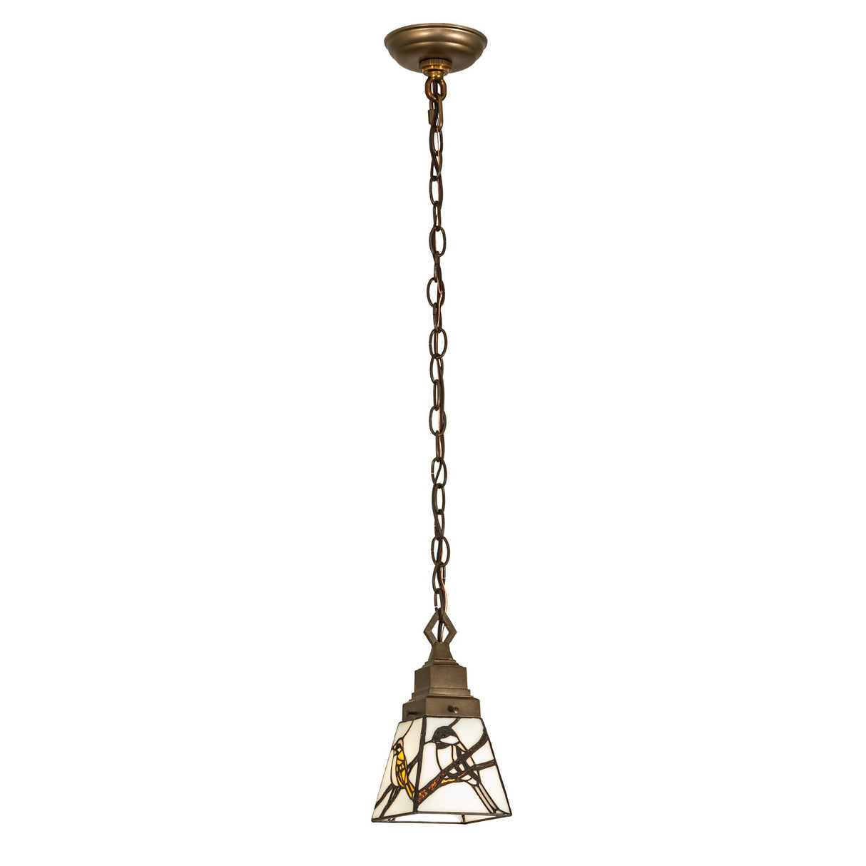 Full-length view of 5" Square Backyard Friends Mini Pendant with adjustable chain.