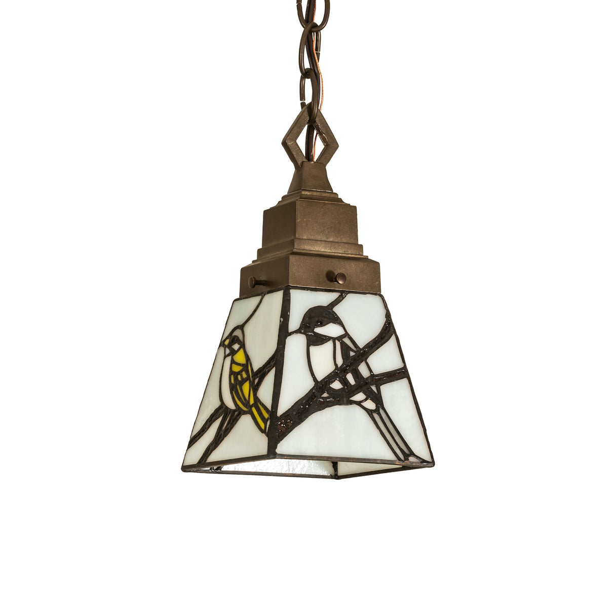 Side angle view of 5" Square Backyard Friends Mini Pendant.