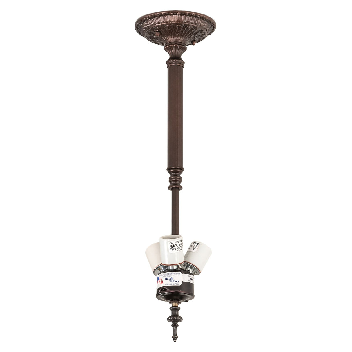 5" wide 3-light inverted pendant hardware in Mahogany Bronze, ideal for dining and living spaces.