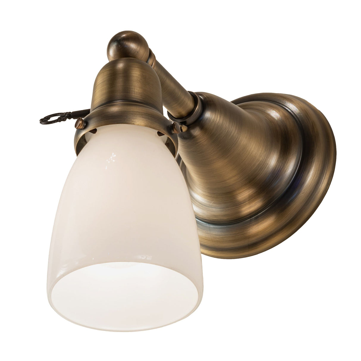 Brass design and white opal shade of the 5" Wide Revival Goblet Wall Sconce.