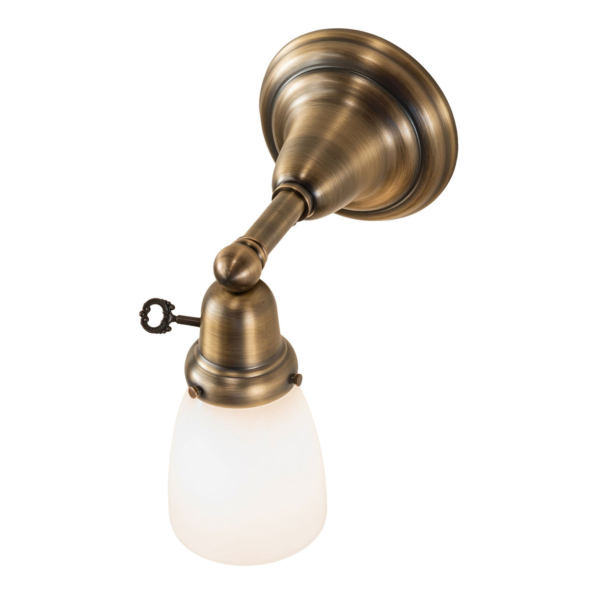 Top angle of the Revival Goblet Wall Sconce with white opal glass.