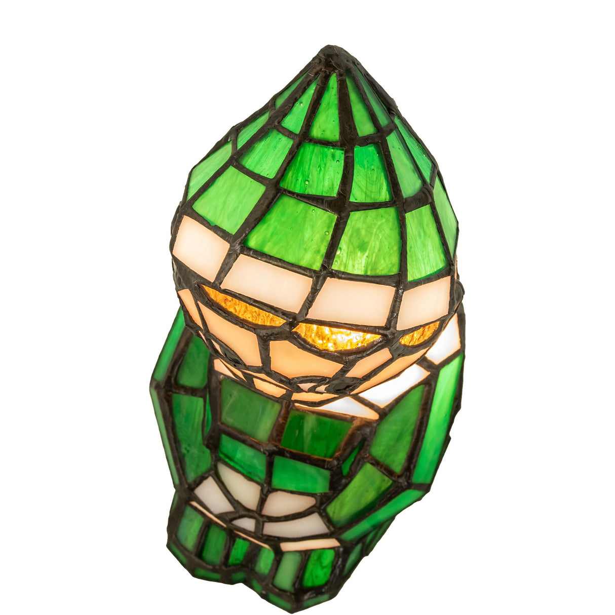 Elf accent lamp showcasing a green pointed cap, top view.