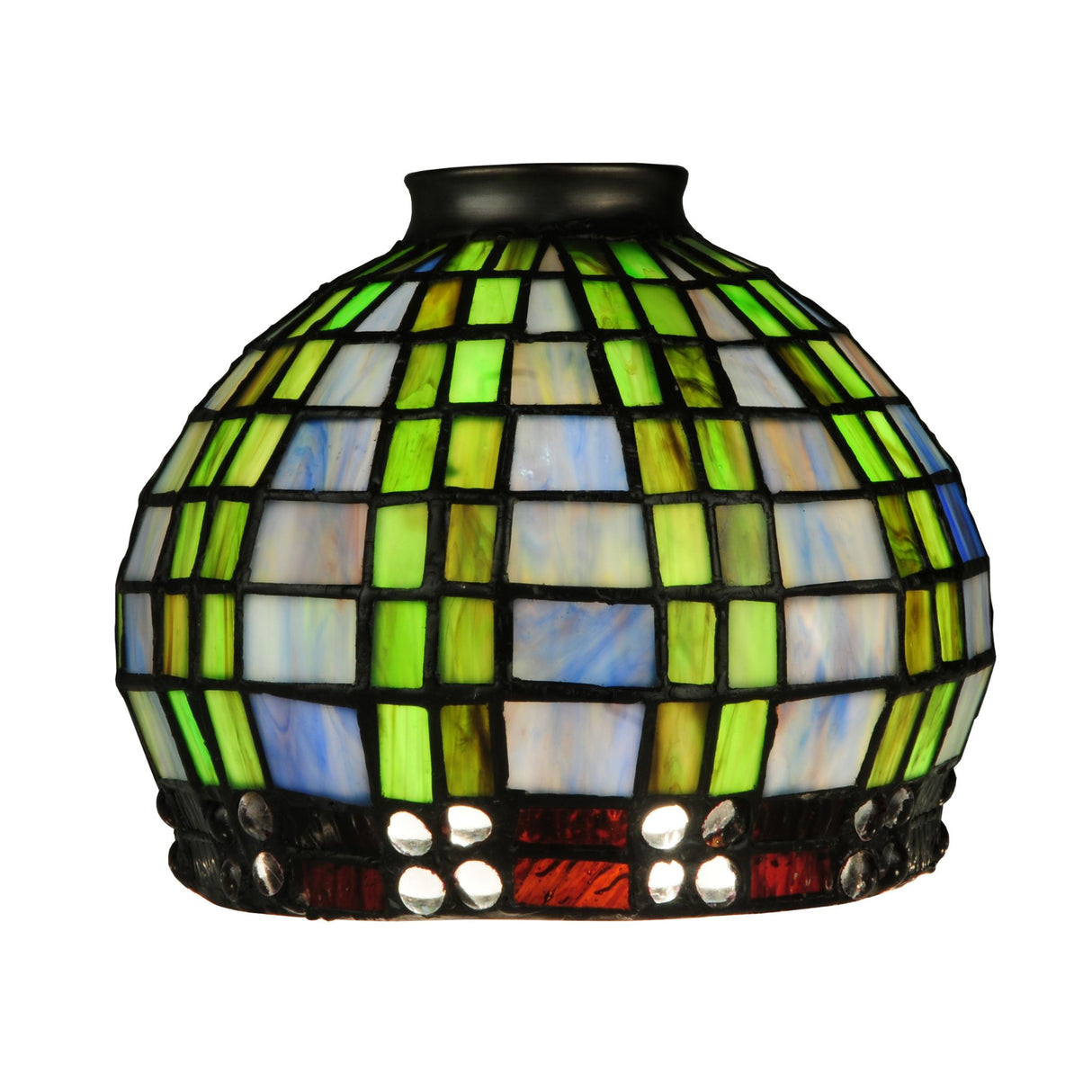 Unlit 6" wide jeweled basket shade with delicate jewel accents.