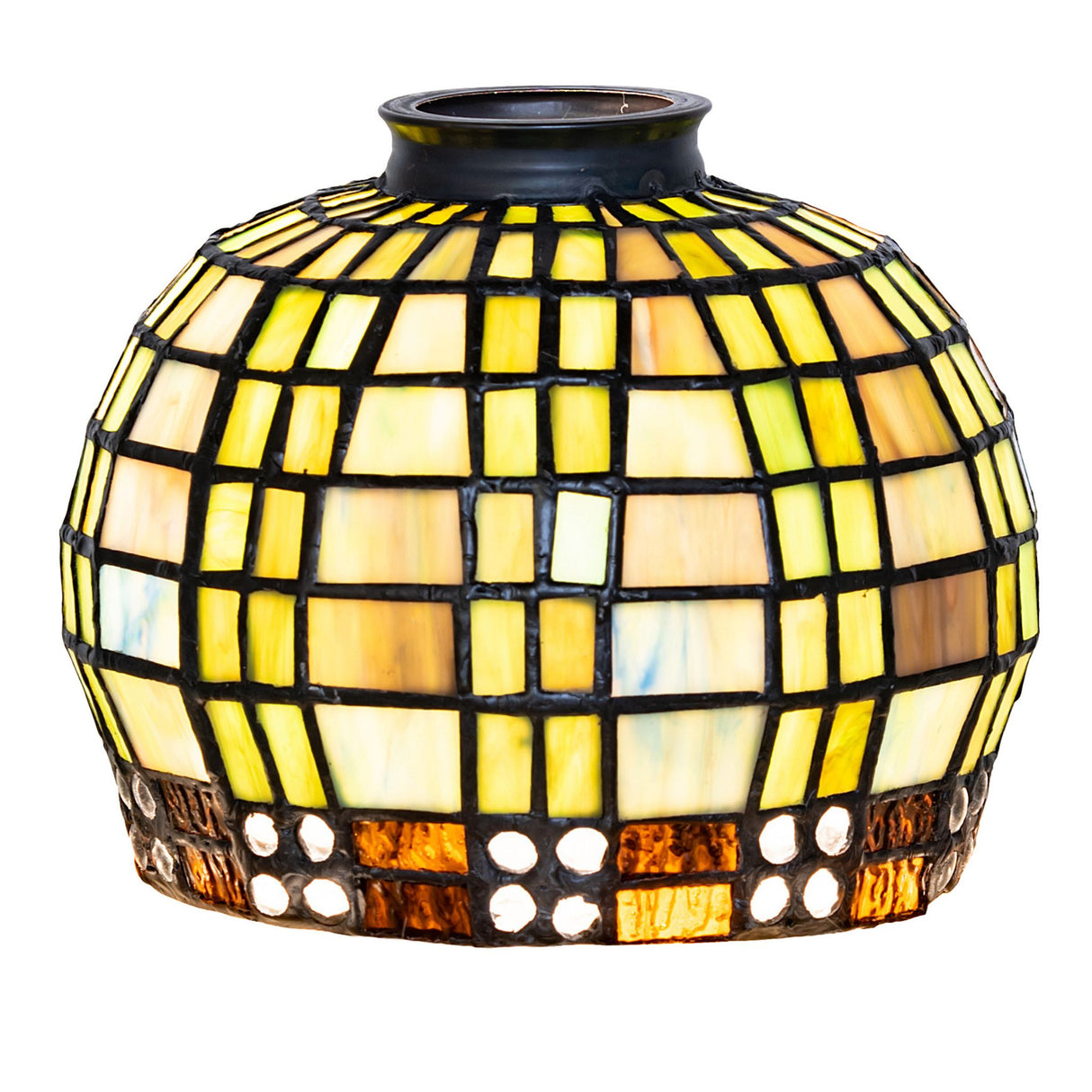 Elegant 6" wide jeweled basket shade with intricate design.
