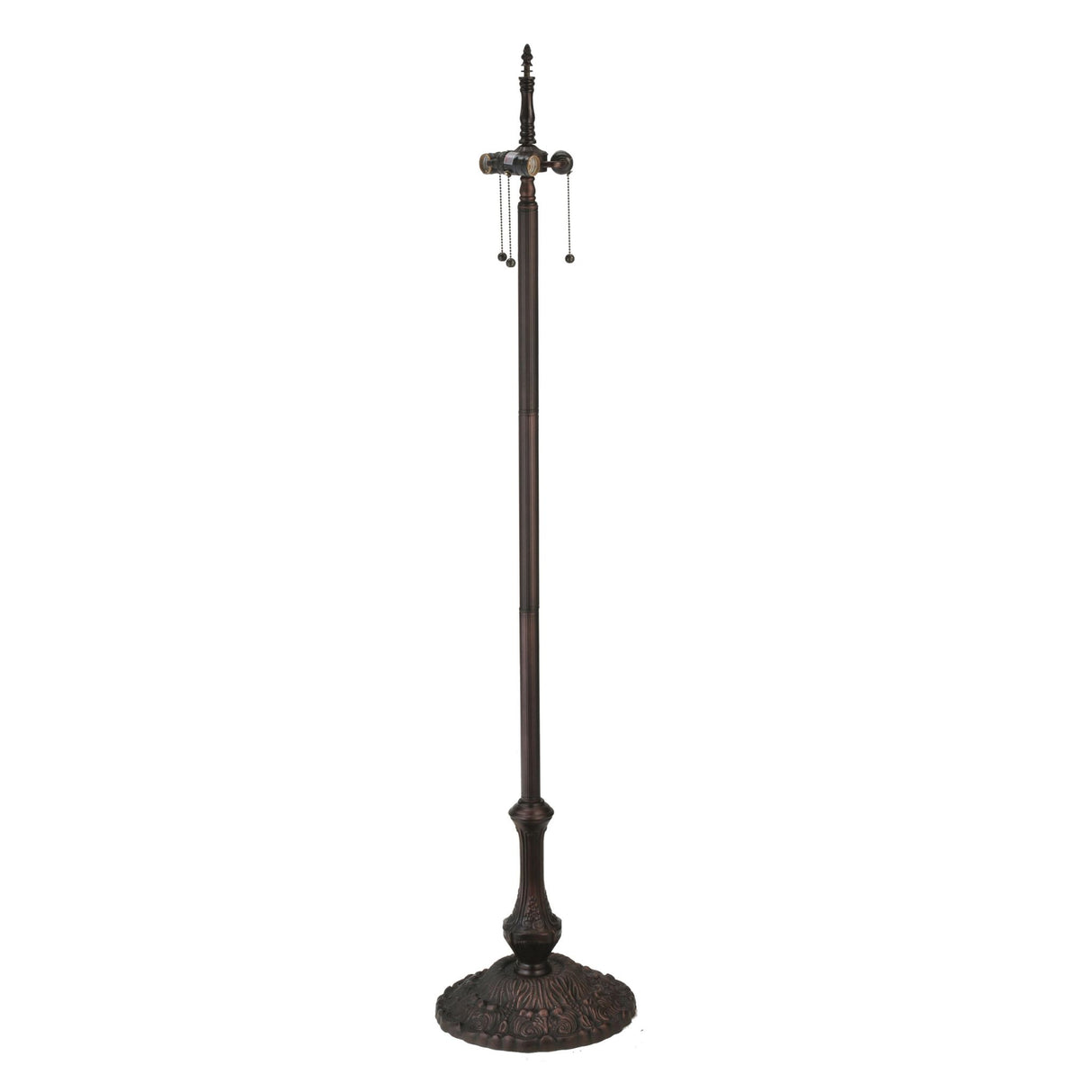 62-inch high 3-light floor lamp base with ornate bronze design.