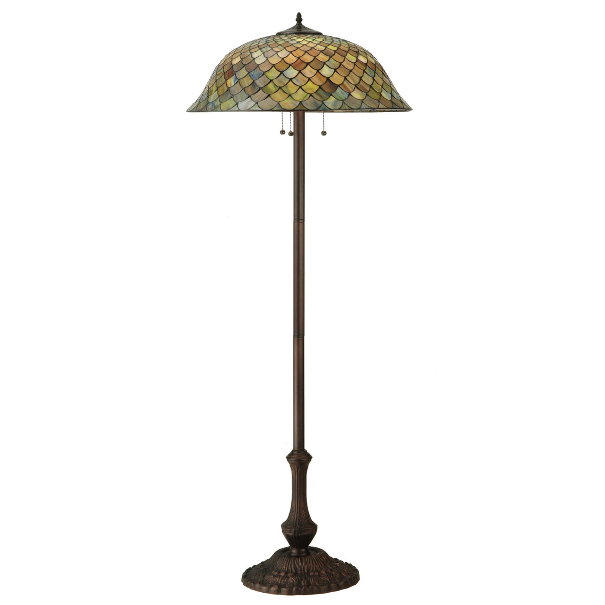 Front view of 63"H Tiffany Fishscale Floor Lamp.