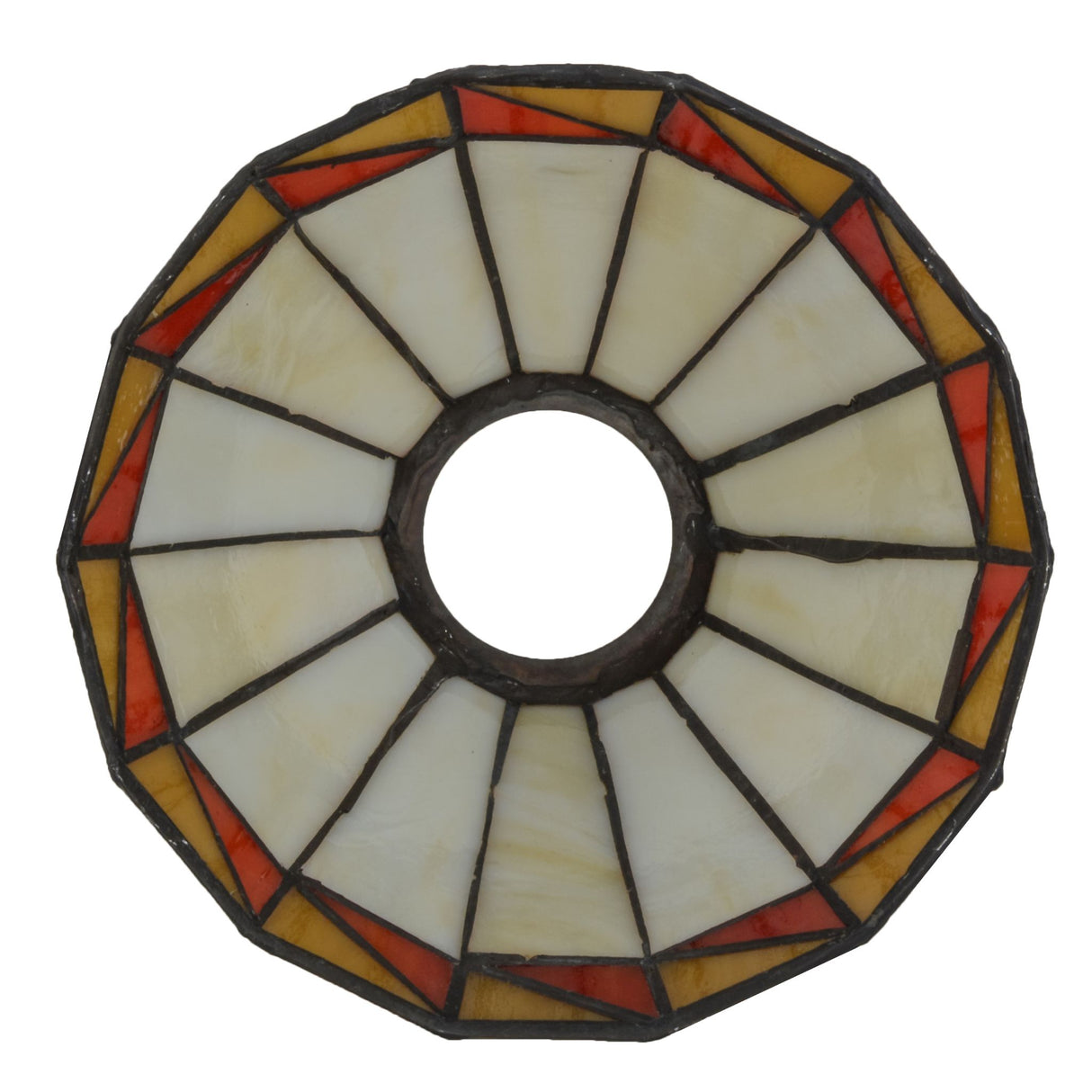 Top view of Prairie Mission stained glass shade.