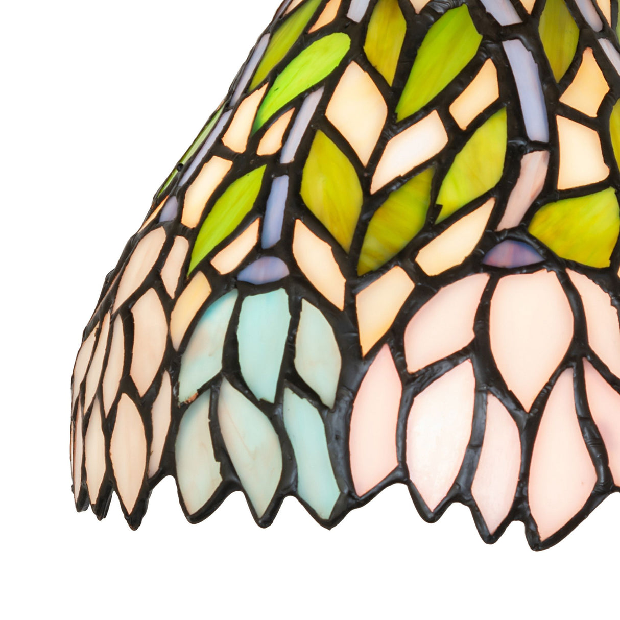 Close-up highlighting leaf design on Wisteria Flushmount.