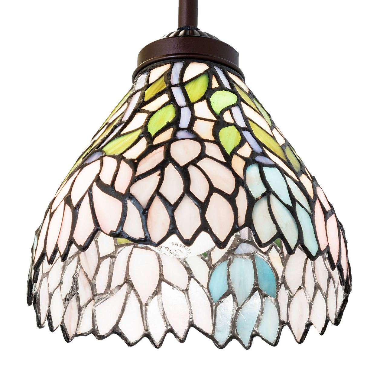 Bottom view of Wisteria Mini Pendant highlighting glass craftsmanship.