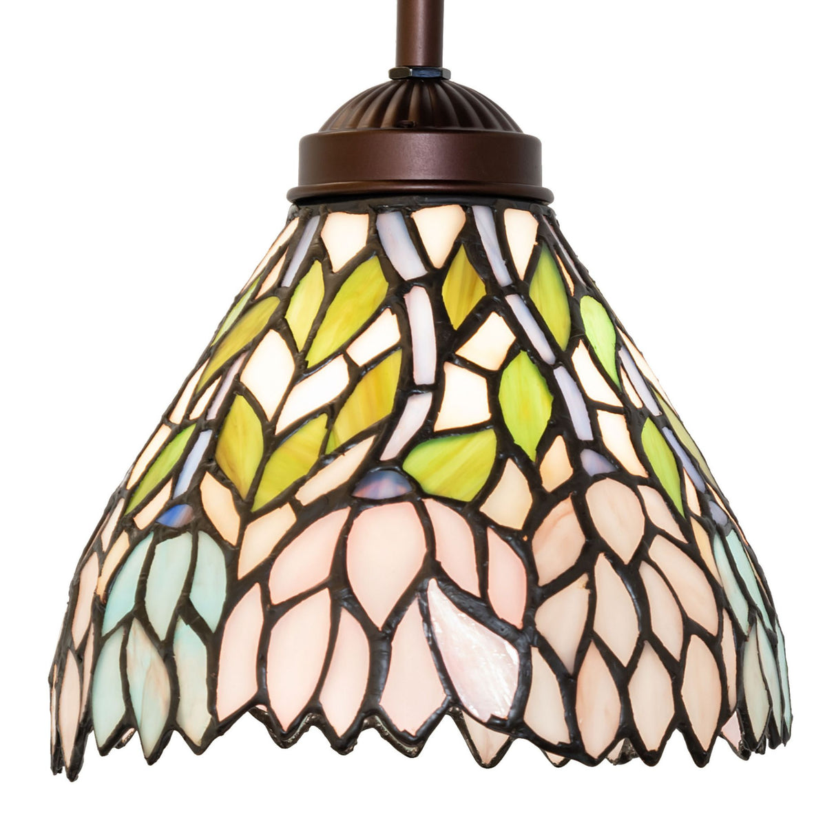 Side profile of Wisteria Mini Pendant showing intricate glass work.