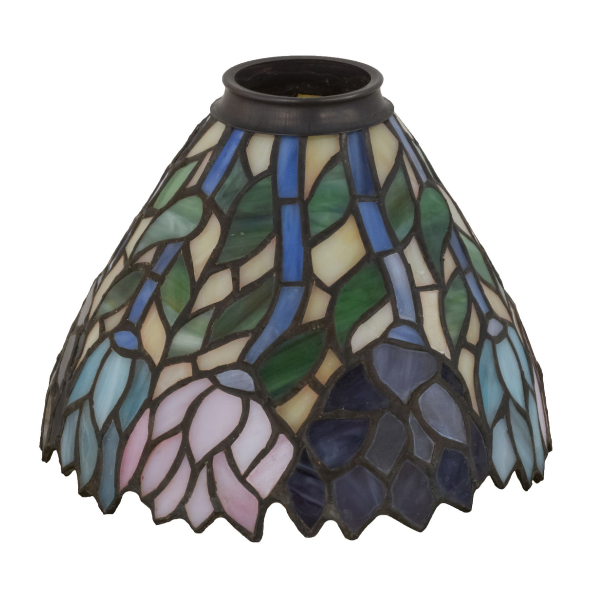 Unlit view of Wisteria Shade. featuring a colorful floral design.