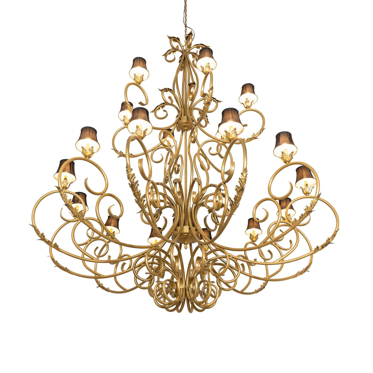 Bottom angle view highlighting Alexandria chandelier arm layout.