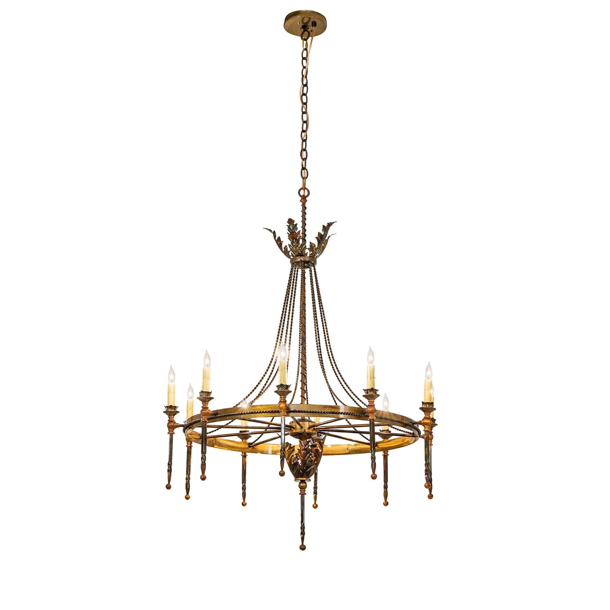 Full hanging view of chandelier showing adjustable chain and overall proportions.